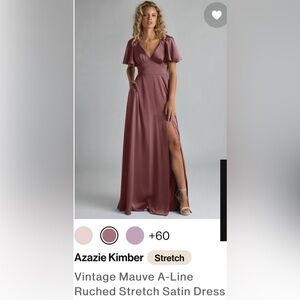 Azazie Vintage Mauve A-Line Dress with Slit